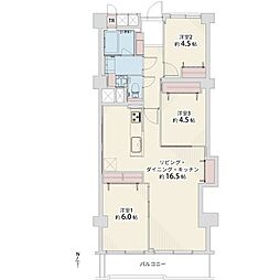 西宮ハウス 3LDKの間取図画像
