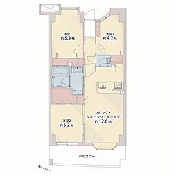 フジトピア川崎 3LDKの間取図画像