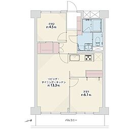 天王寺パーク・マンション 2LDKの間取図画像