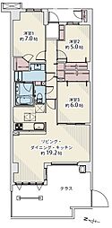 ジェイパーク横浜矢向フローラ・ガーデン 3LDKの間取図画像