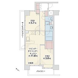 プレシエ横浜石川町 2LDKの間取図画像