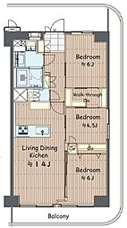 土佐堀コーポラス 3DKの間取図画像