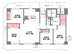 クレール八戸ノ里ソレイユ 4LDKの間取図画像