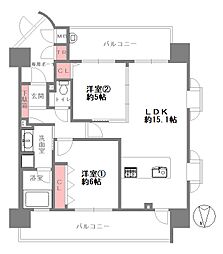 ル・グランデ城東中央 2LDKの間取図画像