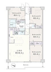インペリアル東白楽ガーデンハウスA棟 4LDKの間取図画像