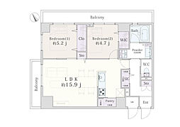 ニューライフ西早稲田 2LDKの間取図画像