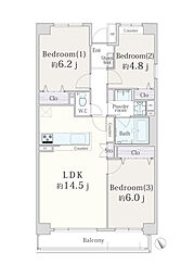 鷺沼南パーク・ホームズクエルダ 3LDKの間取図画像