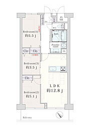 コープ野村東六郷 3LDKの間取図画像