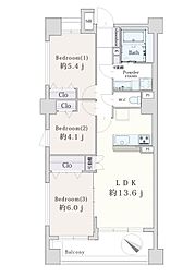 ヴィルヌーブ鷺沼コリーヌ 3LDKの間取図画像