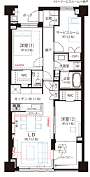 クレヴィア新宿中落合EAST 2SLDKの間取図画像