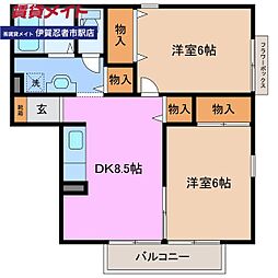 コーポルグラン 2DKの間取図画像
