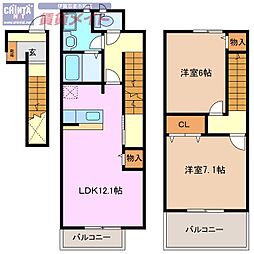 サニー・レジデンス上野2 2LDKの間取図画像