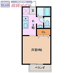 MNハイツA 1Kの間取図画像