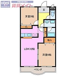 エーデルハイム 2LDKの間取図画像