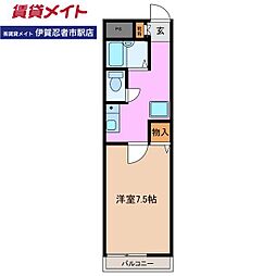 フラット立石B 1Kの間取図画像