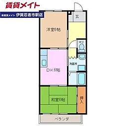 フラット立石B 2DKの間取図画像