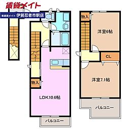 サニー・レジデンス上野2 2LDKの間取図画像
