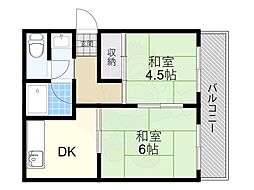 島尻ハイツ 2LDKの間取図画像