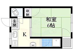 山辺マンション 1Kの間取図画像