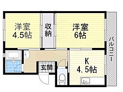 田中マンション 2Kの間取図画像