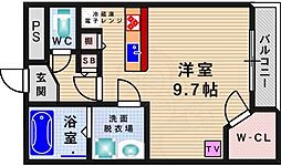 レオパレスリビエルブランシェ2 ワンルームの間取図画像