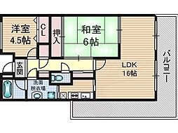 KDXレジデンス茨木2 2LDKの間取図画像