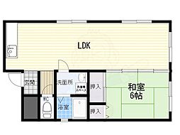 ヴィラ野田 1LDKの間取図画像