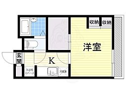 レオパレス門 1Kの間取図画像