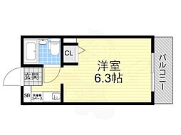 シャローム2 ワンルームの間取図画像