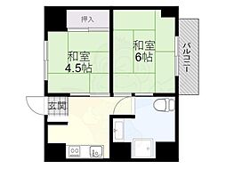 茨木グランドハイツ 2DKの間取図画像