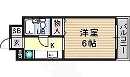 イーストヴィレッジ茨木 ワンルームの間取図画像