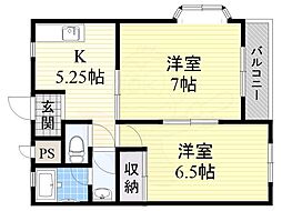 津之江パークハイツ 2Kの間取図画像