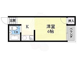 安岡寺エンビィハイツ 1Kの間取図画像