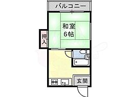 茨木フラワーハイツ第3フラワーハイツ 1DKの間取図画像