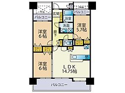 サンライフ企救丘駅前 3LDKの間取図画像