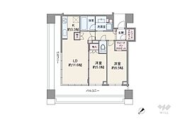 スカイフォレストレジデンス 2LDKの間取図画像