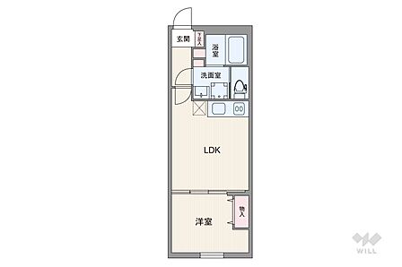 間取りは専有面積31.12平米の1LDK。