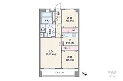 市ヶ谷見附ハイム 2LDKの間取図画像