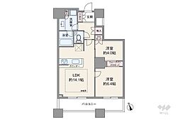 ザ・パークハウス西新宿タワー60 2LDKの間取図画像