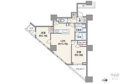 富久クロスコンフォートタワー 2LDKの間取図画像