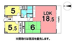 アーネスト能茶山 3LDKの間取図画像