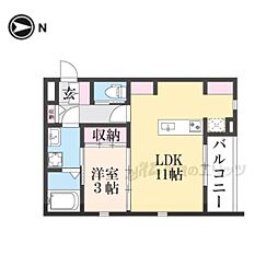 （仮称）天理新築アパート 201 2階1LDKの間取り