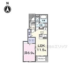 六条1丁目アパート 103 1階1LDKの間取り