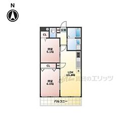 ALEGRIA郡山 2LDKの間取図画像