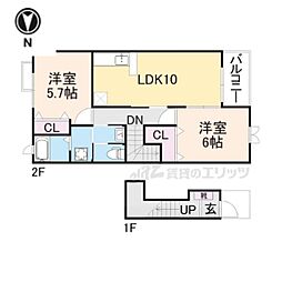 アルモニー法隆寺 2LDKの間取図画像
