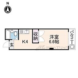 ブレスト北之庄5 ワンルームの間取図画像