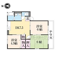 ハイム櫟A 3DKの間取図画像
