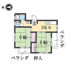 大奥マンションB棟 2Kの間取図画像