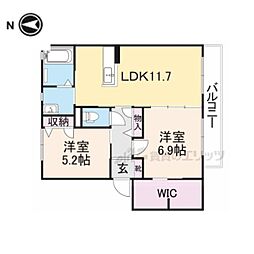カーサ・デ・ラ・ベル 2LDKの間取図画像