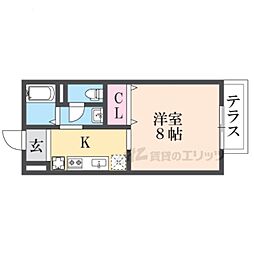 アイビー21B棟 1Kの間取図画像